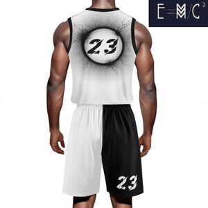 E=M/C2 Adult Black Hole White Basketball Sports Uniform Jersey & Shorts